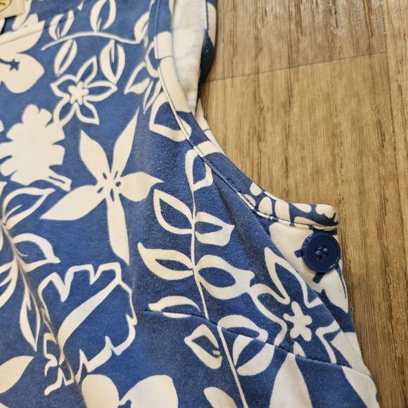 Vtg Talbots Floral Midi Dress Womens S Blue Hawaiian Tropical Boho Cottage Retro - Picture 3 of 8